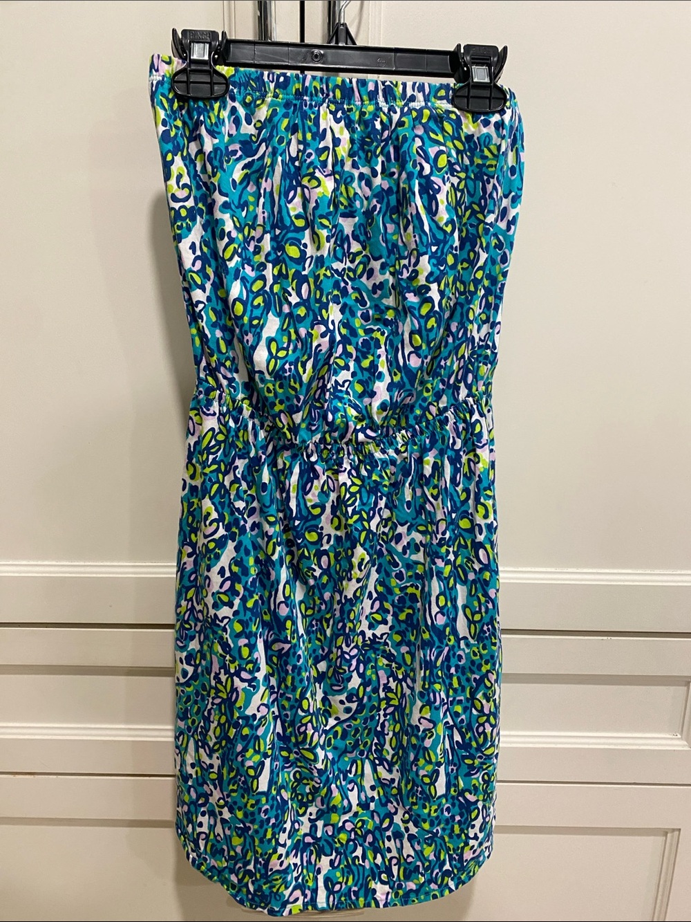Lilly Pulitzer Blue, Green & White Strapless Printed Mini Dress